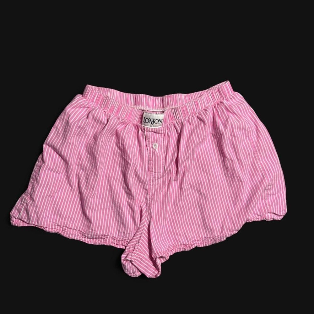 LOMON Pink Striped Boxer Shorts Elastic Waist Pajama Core Coquette